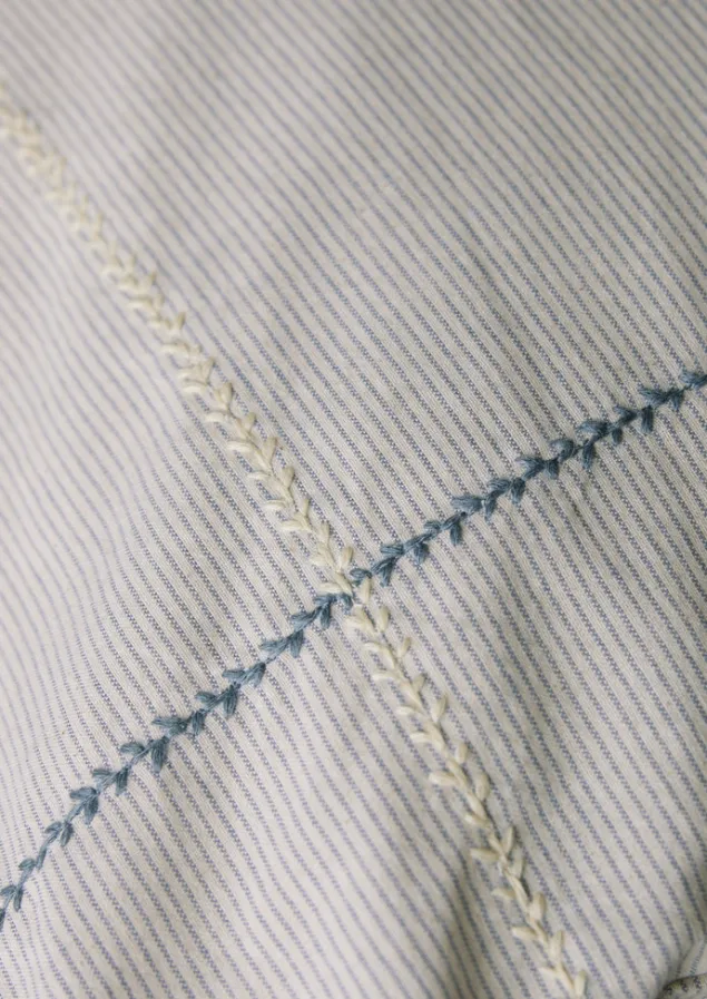 fine_stripe_organic_cotton_embroidered_pillowcase_2.webp Textiles | Bed Linen-TOAST Fine Stripe Organic Cotton Embroidered Pillowcase Ecru/SmokeBlue