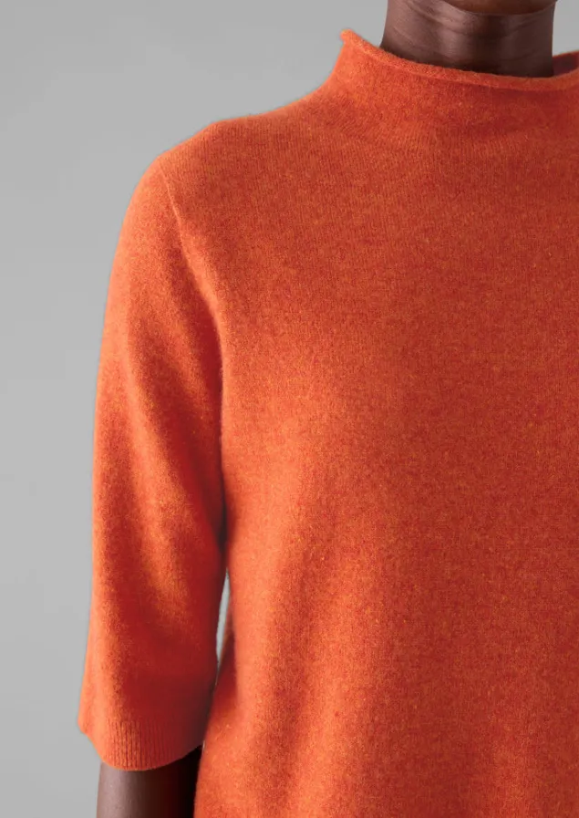 fine_wool_cashmere_half_sleeve_sweater_2.webp Cashmere | Knitwear-TOAST Fine Wool Cashmere Half Sleeve Sweater BurntEmber