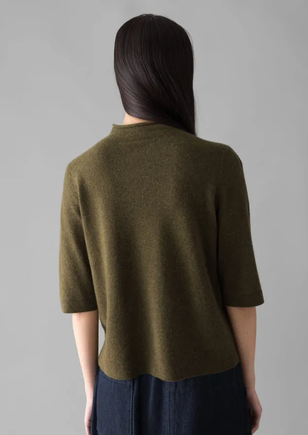 fine_wool_cashmere_half_sleeve_sweater_3-1.webp Cashmere | Knitwear-TOAST Fine Wool Cashmere Half Sleeve Sweater OliveMelange