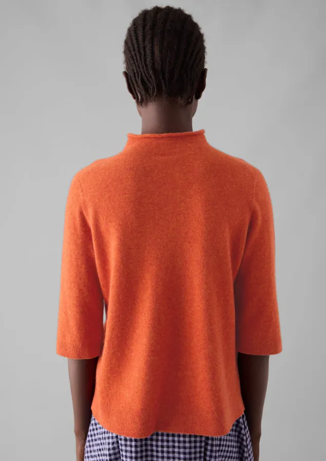 fine_wool_cashmere_half_sleeve_sweater_3.webp Cashmere | Knitwear-TOAST Fine Wool Cashmere Half Sleeve Sweater BurntEmber