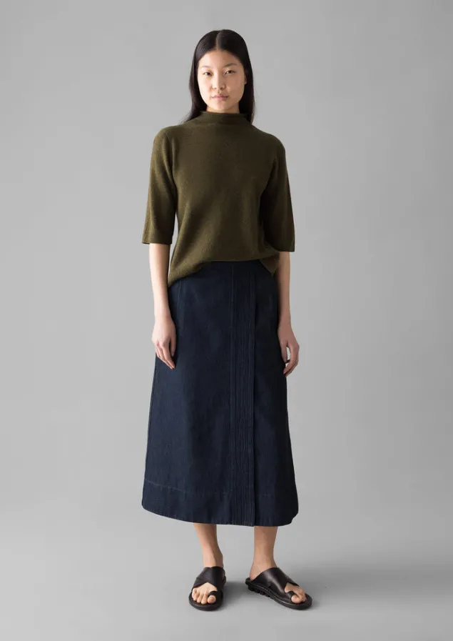 fine_wool_cashmere_half_sleeve_sweater_4-1.webp Cashmere | Knitwear-TOAST Fine Wool Cashmere Half Sleeve Sweater OliveMelange