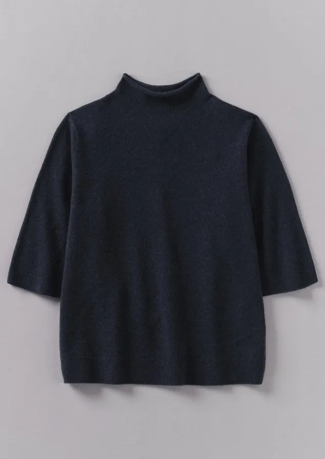 fine_wool_cashmere_half_sleeve_sweater_5-2.webp Cashmere | Knitwear-TOAST Fine Wool Cashmere Half Sleeve Sweater DarkestNavy