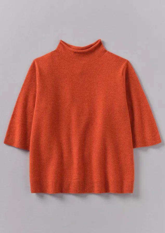 fine_wool_cashmere_half_sleeve_sweater_5.webp Cashmere | Knitwear-TOAST Fine Wool Cashmere Half Sleeve Sweater BurntEmber