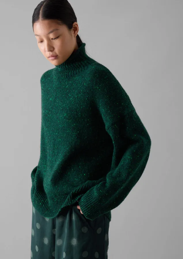 Cashmere | Knitwear-TOAST Flecky Wool Cashmere High Neck Sweater Emerald