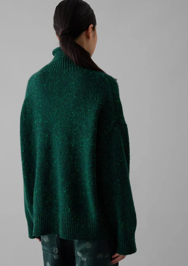 flecky_wool_cashmere_high_neck_sweater_4.webp Cashmere | Knitwear-TOAST Flecky Wool Cashmere High Neck Sweater Emerald