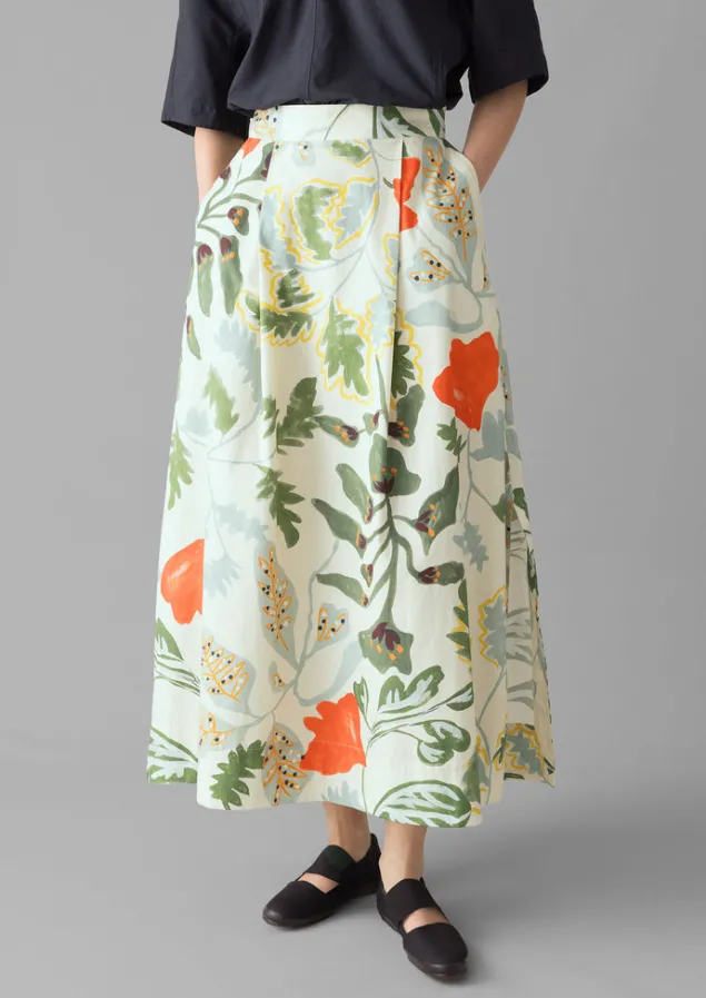 foliage_print_poplin_skirt_2.webp Skirts-TOAST Foliage Print Poplin Skirt Putty