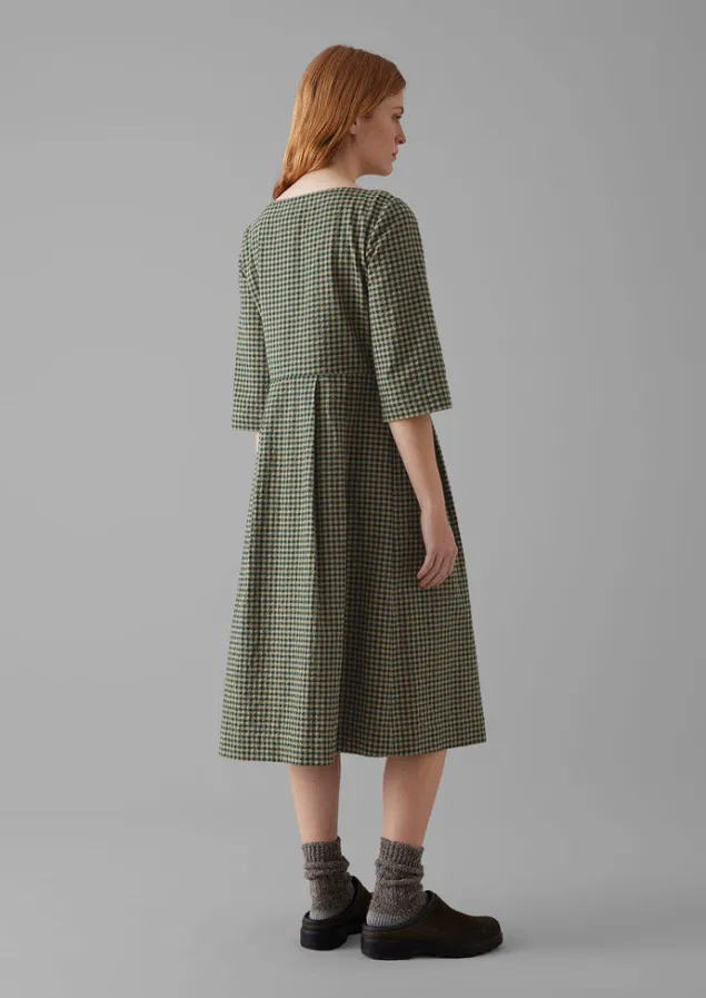 franca_cotton_gingham_seersucker_dress_3.webp Dresses-TOAST Franca Cotton Gingham Seersucker Dress OliveGreen