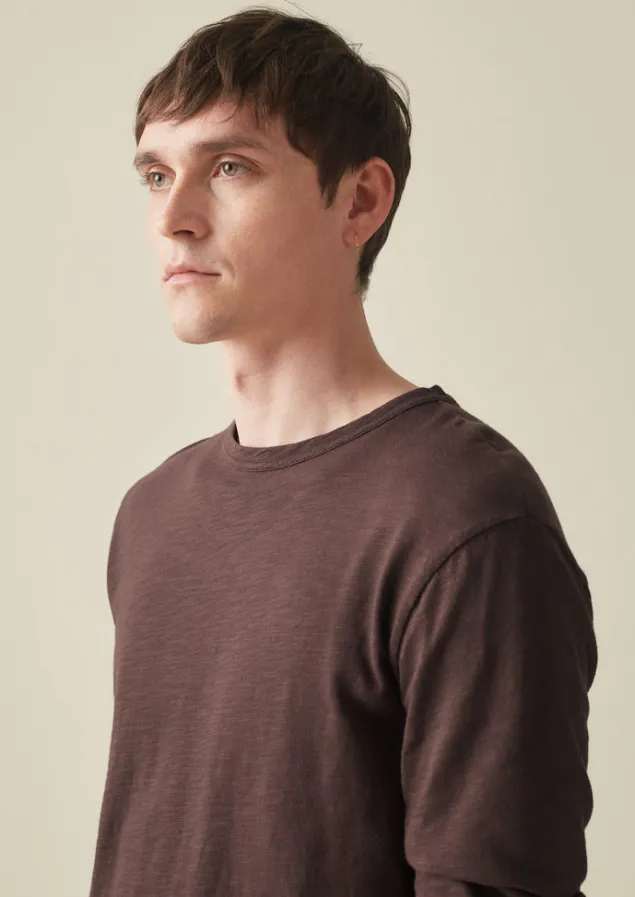 frank_cotton_long_sleeve_tee_5.webp Loungewear | Tops & Tees-TOAST Frank Cotton Long Sleeve Tee Hickory