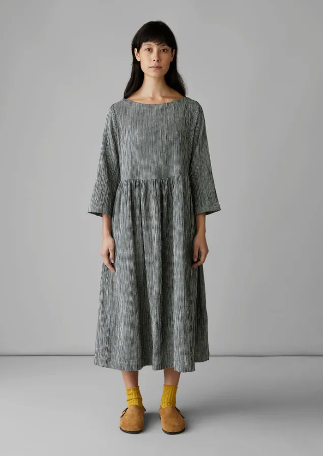Loungewear | Dresses-TOAST Freya Gingham Crinkle Cotton Dress Black/Ecru