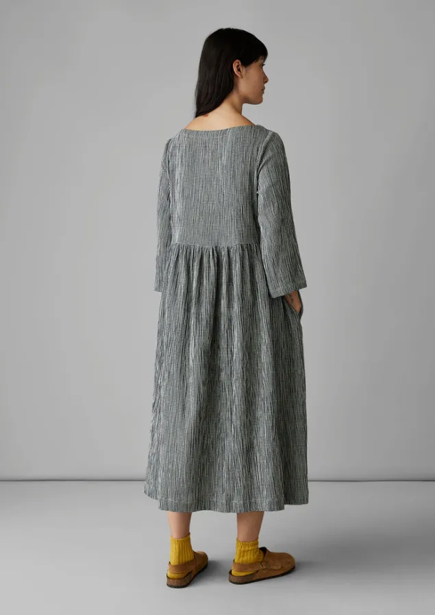 freya_gingham_crinkle_cotton_dress_10.webp Loungewear | Dresses-TOAST Freya Gingham Crinkle Cotton Dress Black/Ecru