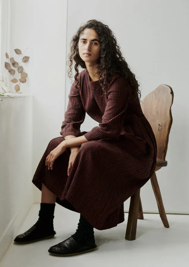 freya_gingham_crinkle_cotton_dress_9-1.webp Loungewear | Dresses-TOAST Freya Gingham Crinkle Cotton Dress Brick/Black