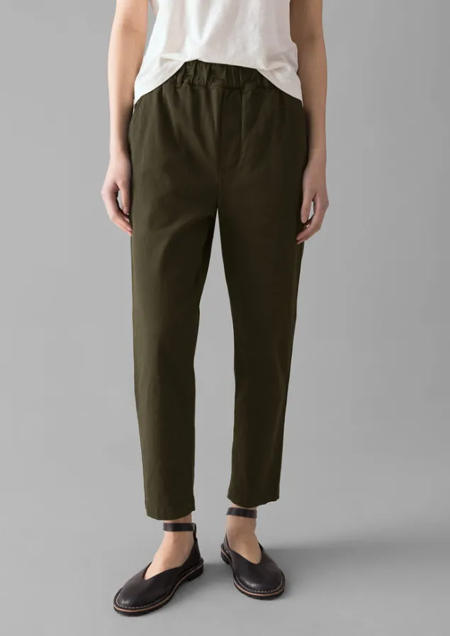Trousers-TOAST Gabi Cotton Pull On Trousers Loden