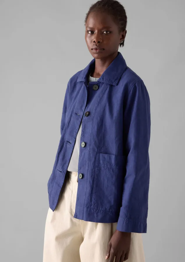 Linen | Coats & Jackets-TOAST Garment Dyed Cotton Linen Jacket Indigo