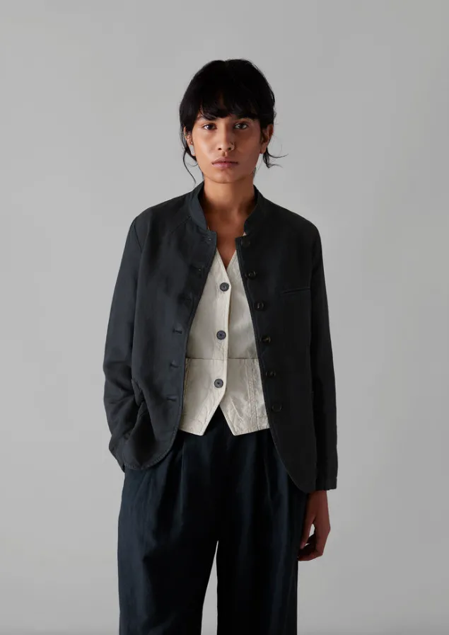 Coats & Jackets-TOAST Garment Dyed Cotton Linen Neat Jacket Slate