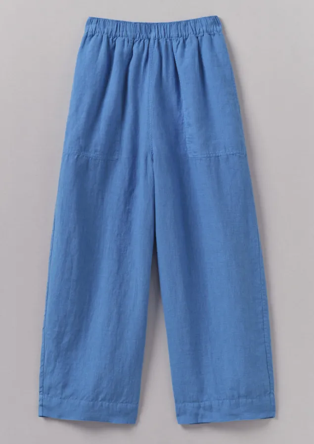 Linen | Loungewear-TOAST Garment Dyed Linen Barrel Leg Trousers BlueViolane