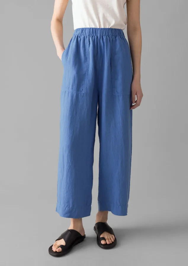 Linen | Loungewear-TOAST Garment Dyed Linen Barrel Leg Trousers BlueViolane