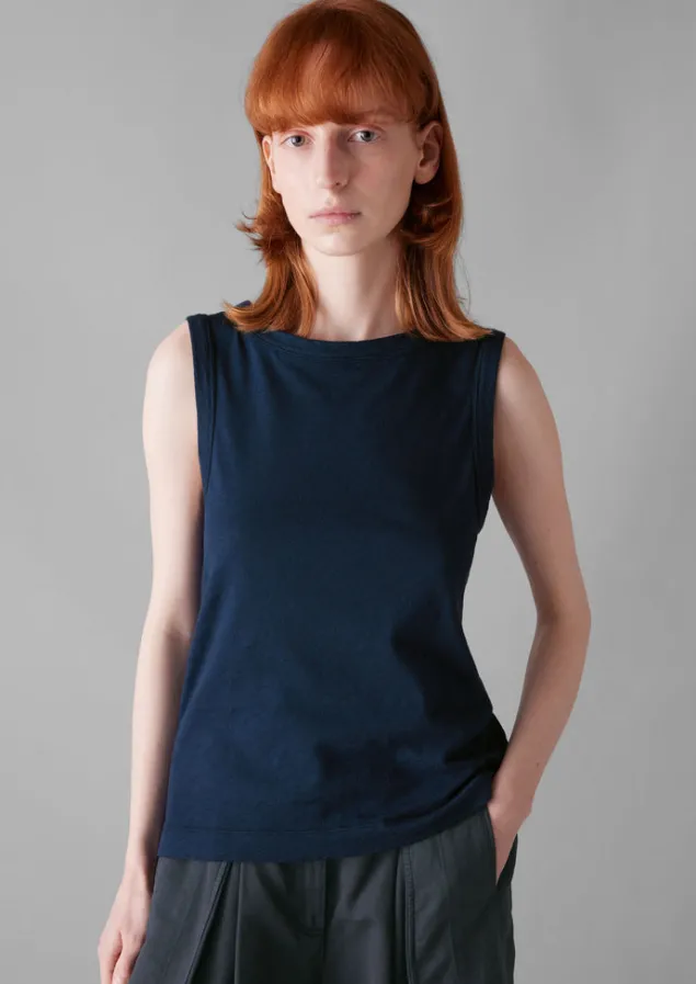 Jersey | Tops & Tees-TOAST Garment Dyed Organic Cotton Tank Top DuffleBlue