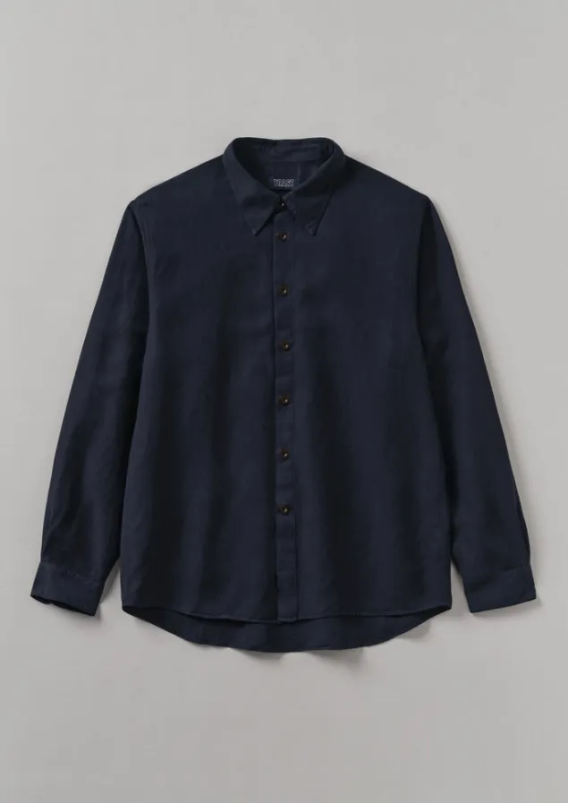 Shirts-TOAST Garment Dyed Point Collar Shirt Midnight