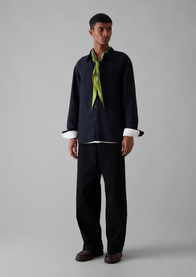 Shirts-TOAST Garment Dyed Point Collar Shirt Midnight