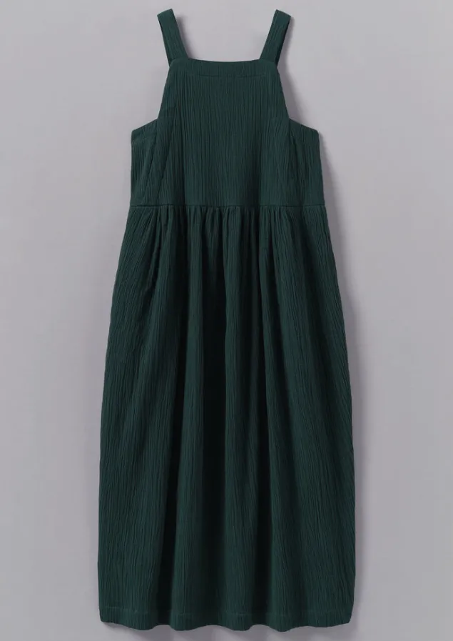Loungewear | Dresses-TOAST Gathered Waist Crinkled Cotton Dress OilGreen