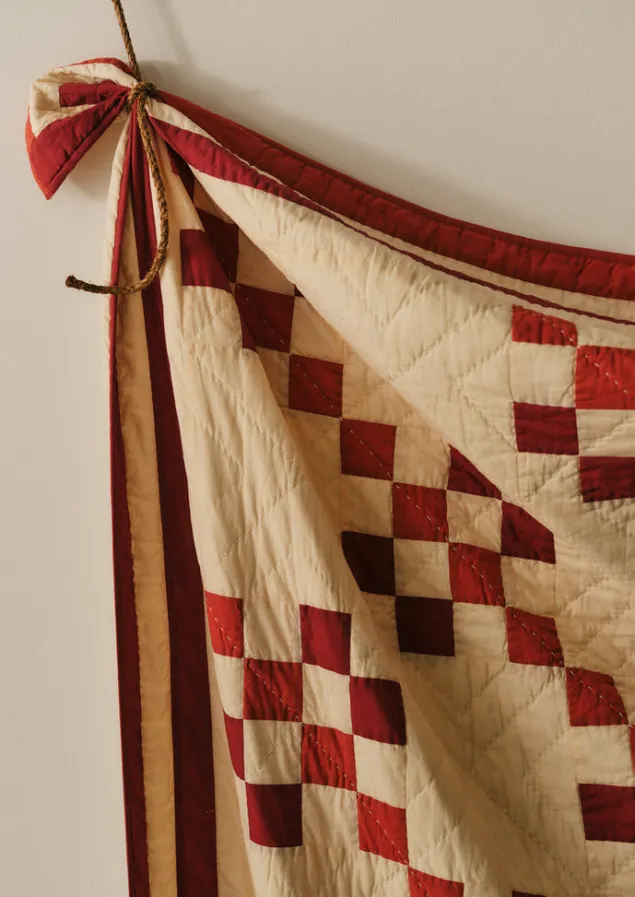 geo_block_patchwork_cotton_quilt_7-1.webp Textiles | Blankets & Throws-TOAST Geo Block Patchwork Cotton Quilt ClayRed/DeepCoral