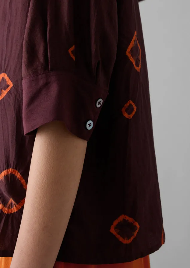gia_hand_bandhini_silk_shirt_6.webp Shirts | Tops & Tees-TOAST Gia Hand Bandhini Silk Shirt Bordeaux/RedCarnelian