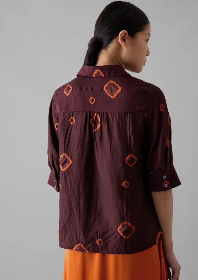 gia_hand_bandhini_silk_shirt_7.webp Shirts | Tops & Tees-TOAST Gia Hand Bandhini Silk Shirt Bordeaux/RedCarnelian