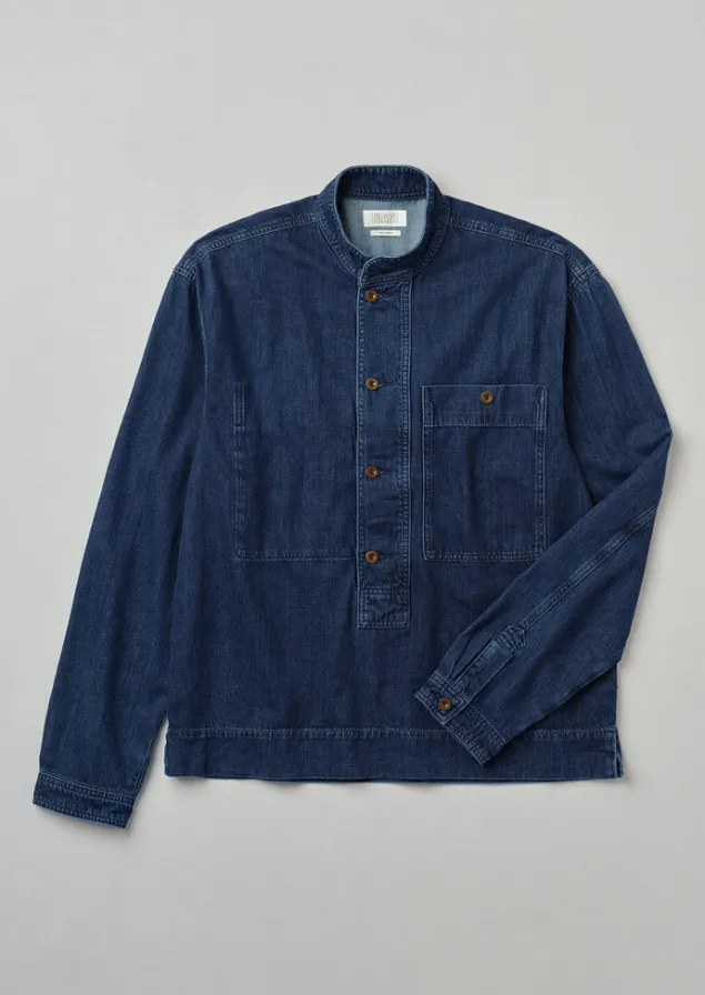 grandad_collar_half_placket_denim_shirt_12.webp Denim | Workwear-TOAST Grandad Collar Half Placket Denim Shirt Indigo