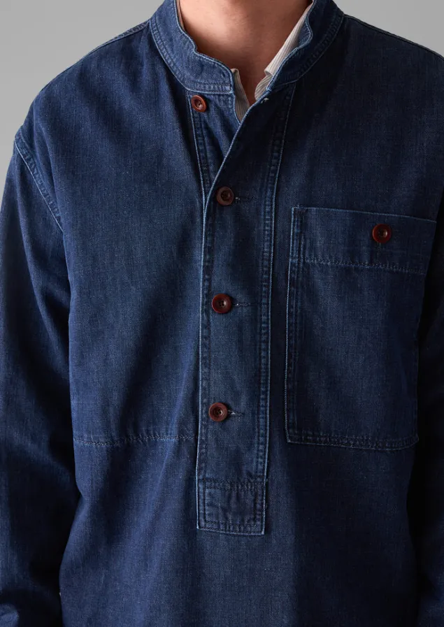 grandad_collar_half_placket_denim_shirt_14.webp Denim | Workwear-TOAST Grandad Collar Half Placket Denim Shirt Indigo