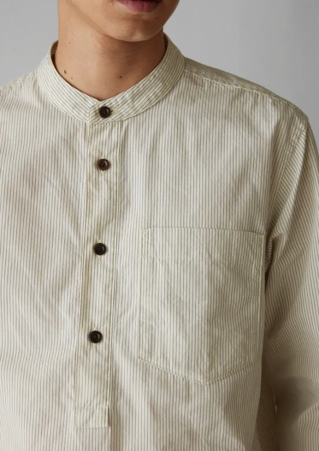 grandad_collar_stripe_pullover_shirt_3.webp Shirts-TOAST Grandad Collar Stripe Pullover Shirt SunwashedBlue