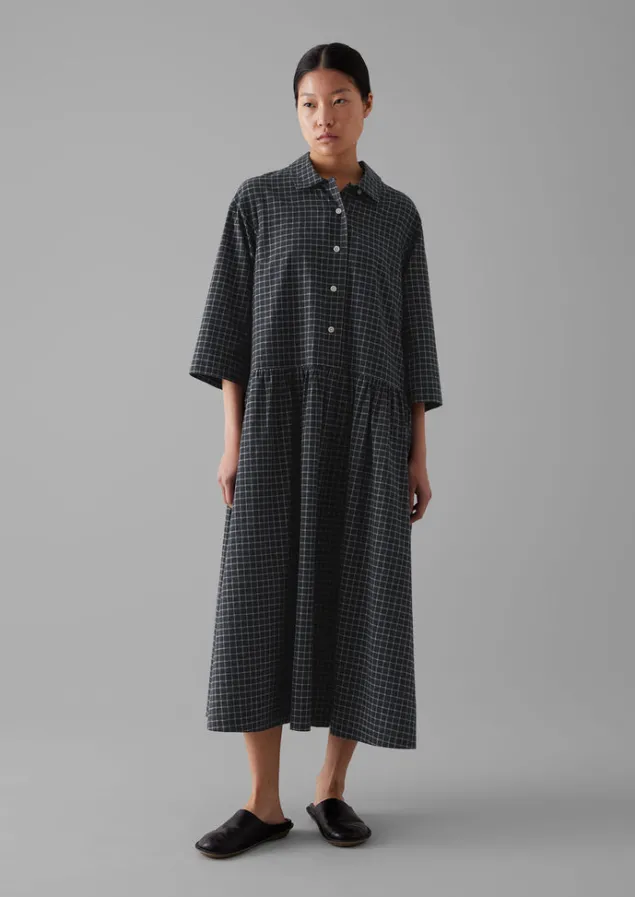 graph_check_cotton_cashmere_shirt_dress_13.webp Cashmere | Loungewear-TOAST Graph Check Cotton Cashmere Shirt Dress Slate