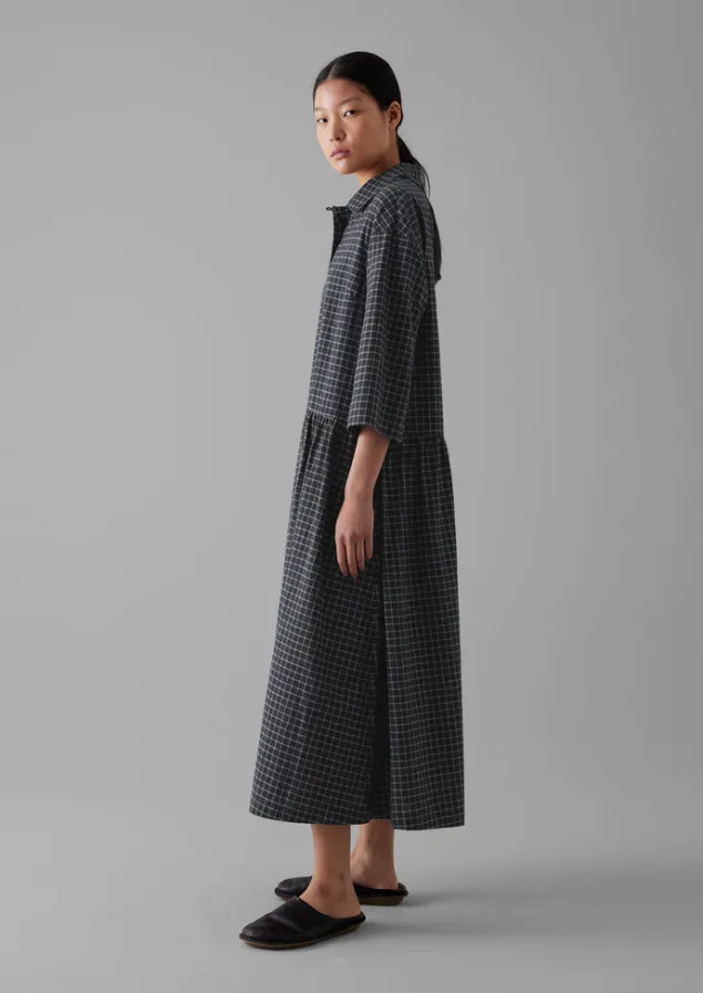 graph_check_cotton_cashmere_shirt_dress_4.webp Cashmere | Loungewear-TOAST Graph Check Cotton Cashmere Shirt Dress Slate