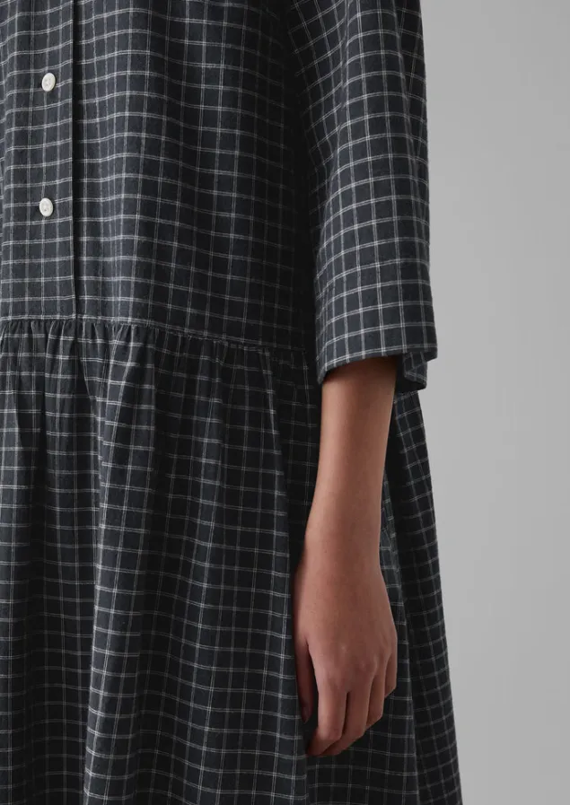 graph_check_cotton_cashmere_shirt_dress_7.webp Cashmere | Loungewear-TOAST Graph Check Cotton Cashmere Shirt Dress Slate