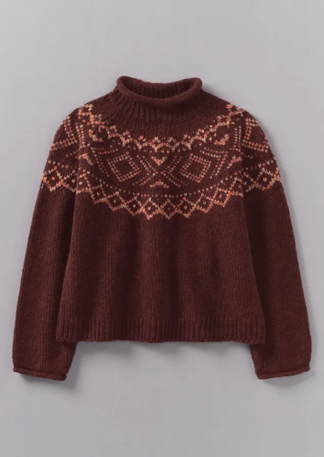 Knitwear-TOAST Graphic Yoke Sweater DarkRed/Brick