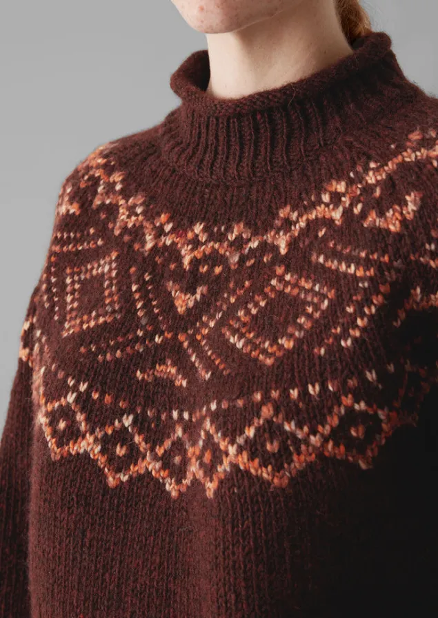 graphic_yoke_sweater_3.webp Knitwear-TOAST Graphic Yoke Sweater DarkRed/Brick