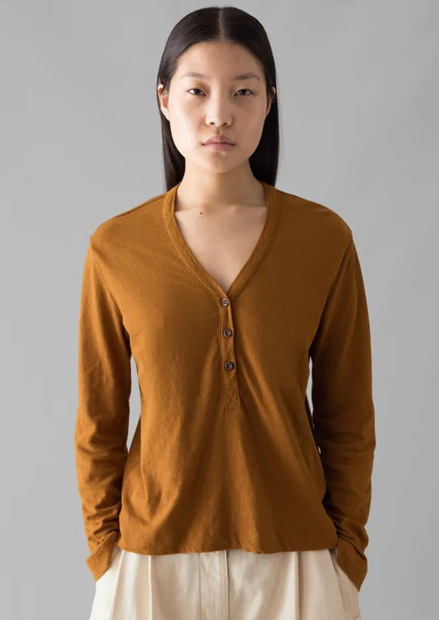 half_placket_cotton_linen_tee_12.webp Linen | Jersey-TOAST Half Placket Cotton Linen Tee Cumin