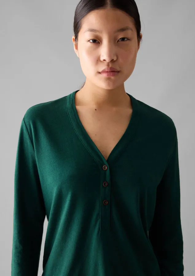 half_placket_cotton_linen_tee_2.webp Linen | Jersey-TOAST Half Placket Cotton Linen Tee DeepTeal