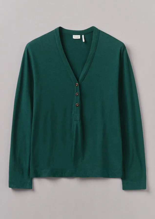 half_placket_cotton_linen_tee_4.webp Linen | Jersey-TOAST Half Placket Cotton Linen Tee DeepTeal