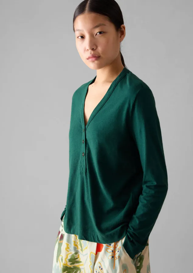 half_placket_cotton_linen_tee_9.webp Linen | Jersey-TOAST Half Placket Cotton Linen Tee DeepTeal
