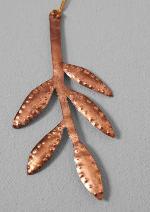 hammered_metal_sprig_decoration_3.webp Christmas Decorations-TOAST Hammered Metal Sprig Decoration Copper