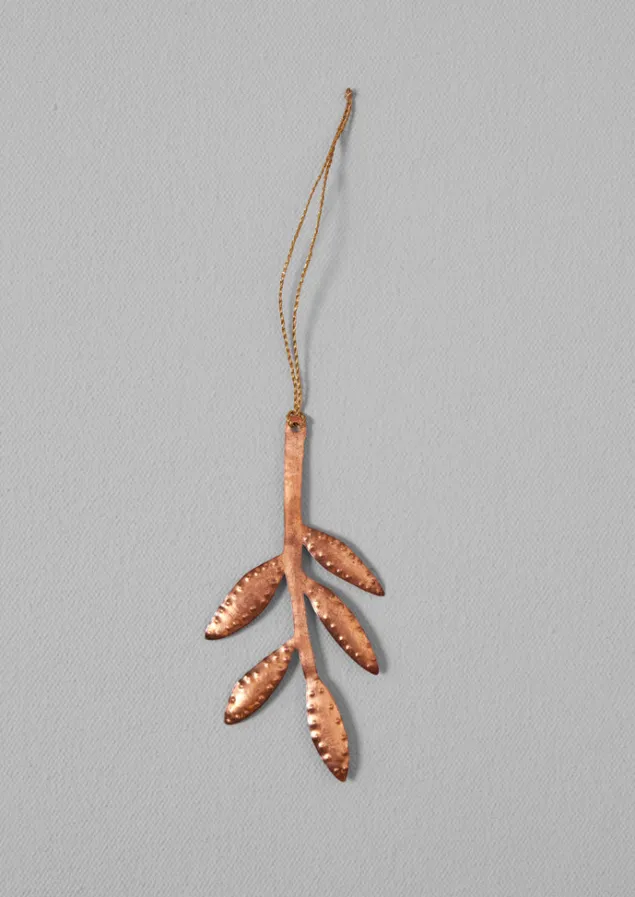 hammered_metal_sprig_decoration_4.webp Christmas Decorations-TOAST Hammered Metal Sprig Decoration Copper