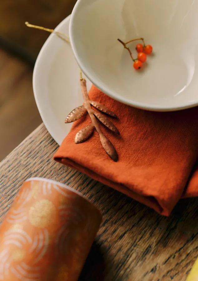 hammered_metal_sprig_decoration_5.webp Christmas Decorations-TOAST Hammered Metal Sprig Decoration Copper