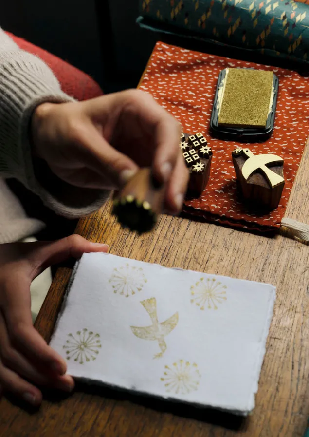 hand_carved_dove_block_printing_kit_2.webp Stationery | Christmas Decorations-TOAST Hand Carved Dove Block Printing Kit Multi