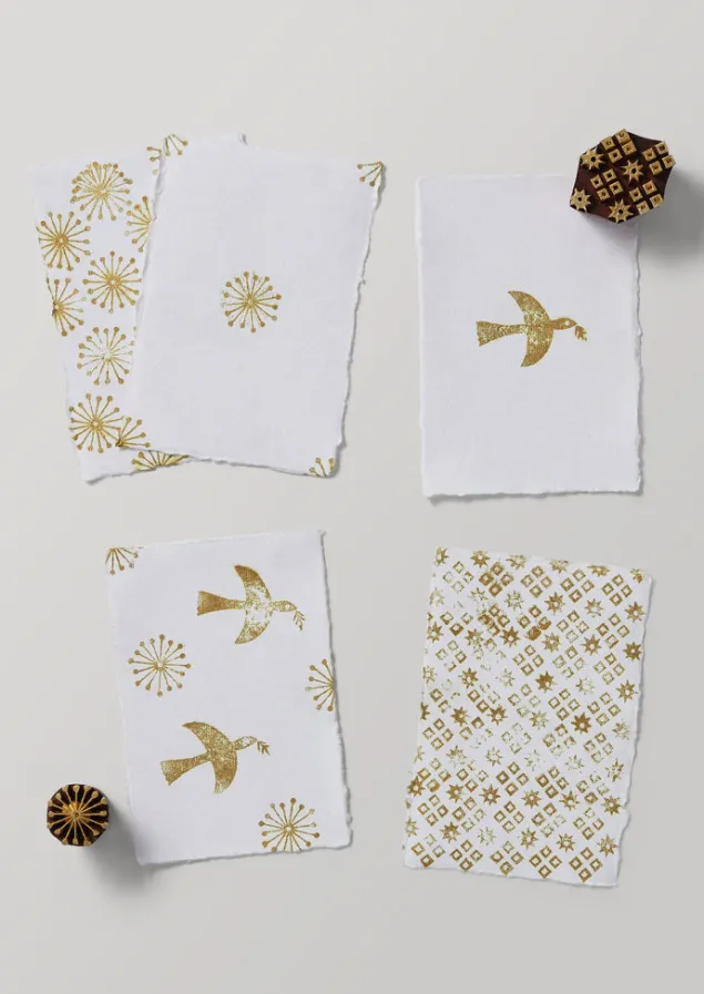 hand_carved_dove_block_printing_kit_3.webp Stationery | Christmas Decorations-TOAST Hand Carved Dove Block Printing Kit Multi