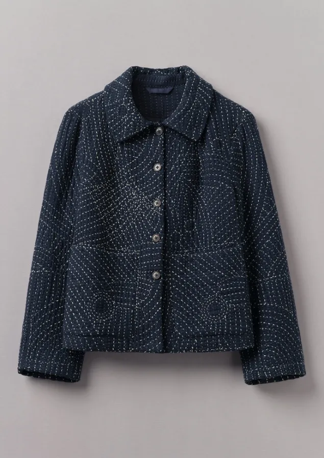 Coats & Jackets-TOAST Hand Embroidered Kantha Jacket Indigo