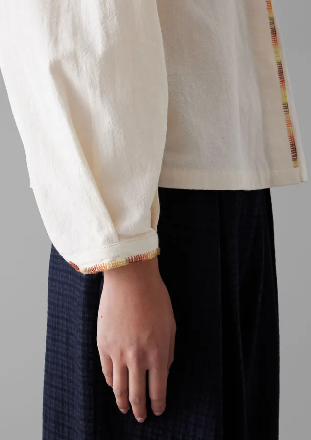 hand_embroidered_textured_cotton_shirt_3.webp Shirts | Tops & Tees-TOAST Hand Embroidered Textured Cotton Shirt Ecru/Multi