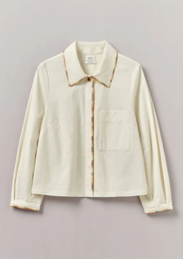 hand_embroidered_textured_cotton_shirt_5.webp Shirts | Tops & Tees-TOAST Hand Embroidered Textured Cotton Shirt Ecru/Multi