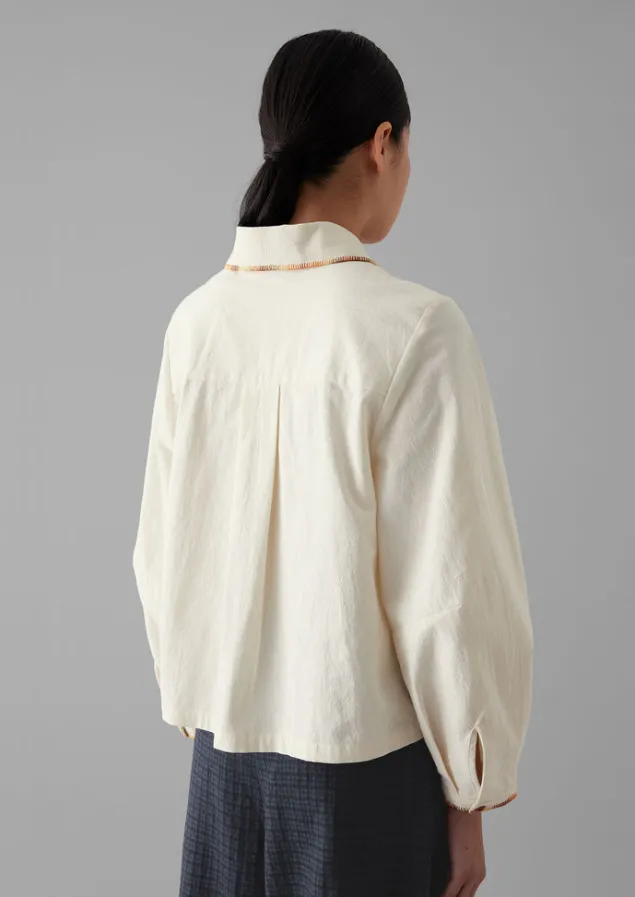 hand_embroidered_textured_cotton_shirt_9.webp Shirts | Tops & Tees-TOAST Hand Embroidered Textured Cotton Shirt Ecru/Multi