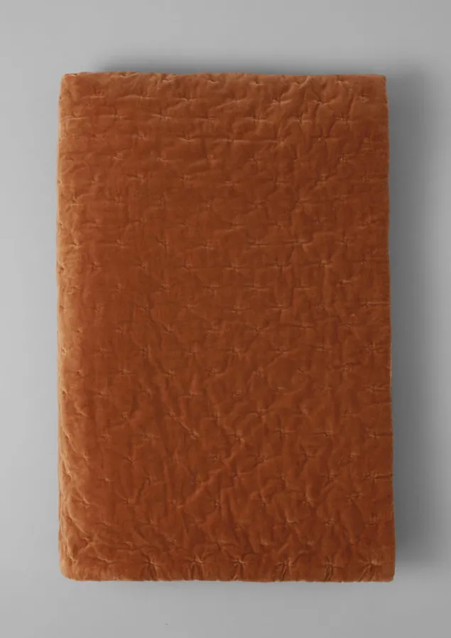 Textiles | Blankets & Throws-TOAST Hand Quilted Velvet Bedspread SoftGinger/Natural
