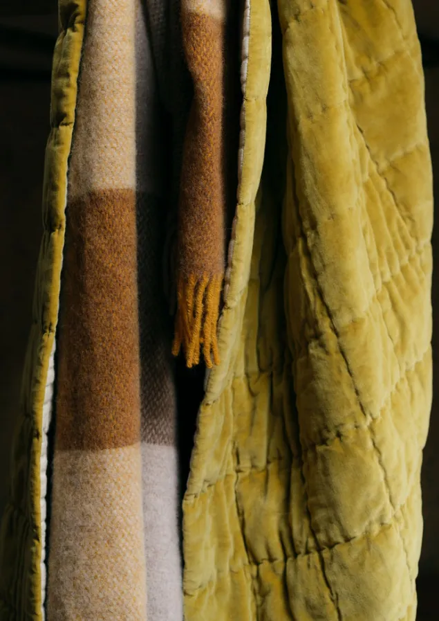 hand_stitched_organic_velvet_quilt_3.webp Textiles | Blankets & Throws-TOAST Hand Stitched Organic Velvet Quilt Pomelo